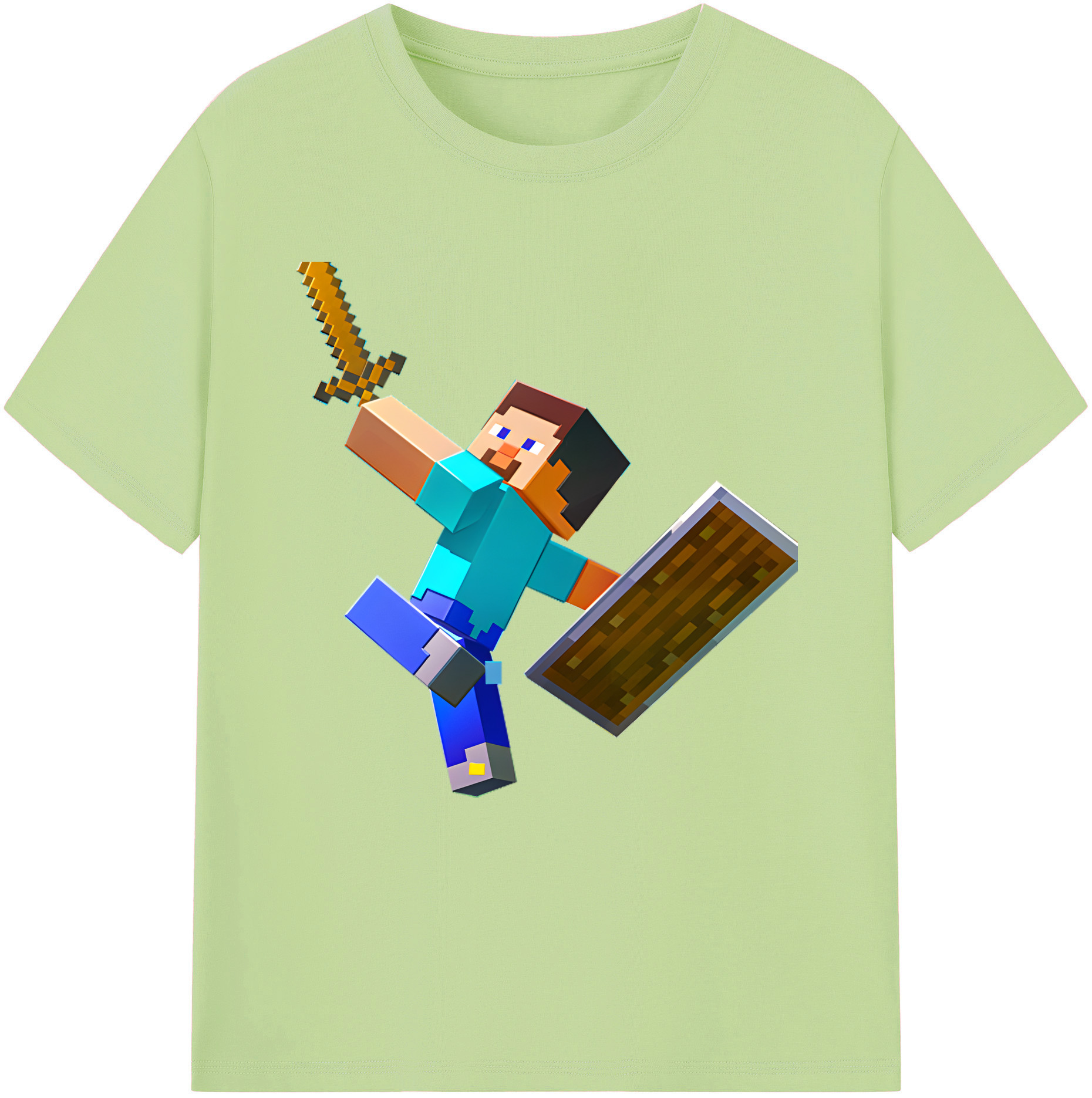 （画像用） マインクラフト ブロックの世界 Minecraft MC Block world 綿100％半袖Tシャツ（フロントプリント）